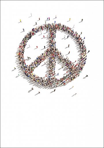 Schmuckschein, Einlegeblatt - Peacezeichen Menschen