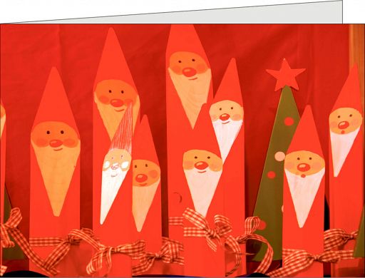Birnbacher Weihnachtskarte - Weihnachtsmänner / Weihnachtswichtel