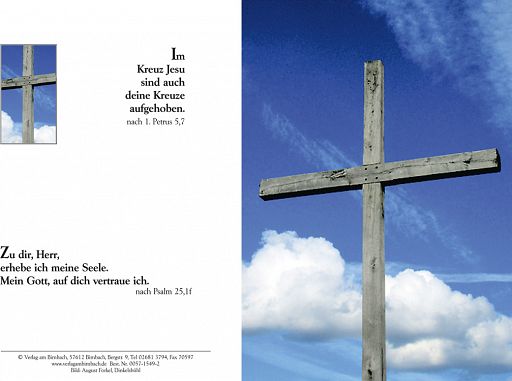 Birnbacher Karten: Trauerkarte, Kreuz mit individuellem Eindruck