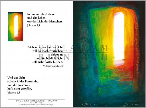 Faltkarte Bahlinger, zur Trauer - Johannes 1,4-5