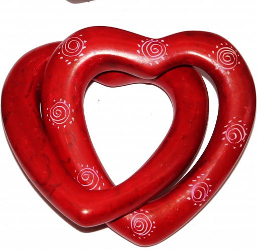 Herz-Ringe, Verschlungene Herzen rot/rotweiß
