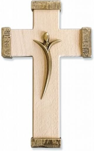 Holzkreuz Buche-Bronze, Wandkreuz - Jesu