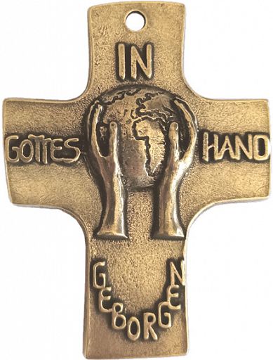 Bronzekreuz - In Gottes Hand geborgen