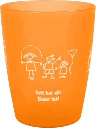 Trinkbecher „Gott hat alle Kinder lieb“, orange