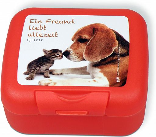 Frühstücksbox - Hund + Katze, rot
