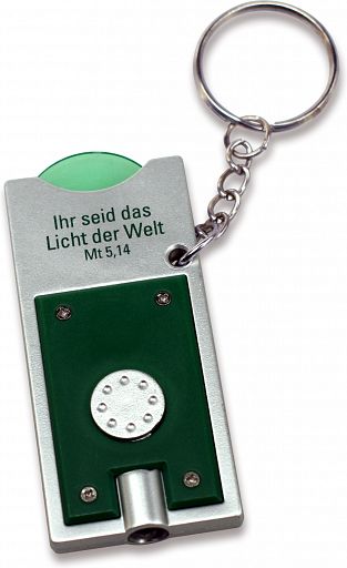 LED-Schlüsselanhänger mit Einkaufchip, grün
