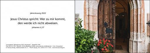 Leipziger Karte: Jahreslosung 2022 - Kirchentür mit individuellem Eindruck