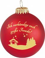 6er Set Christbaumkugel, Weihnachtskugel „Verkünde euch große Freude“, einzeln