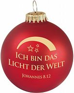 Christbaumkugel, Weihnachtskugel „Ich bin das Licht der Welt“, einzeln