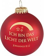 6er Set Christbaumkugel, Weihnachtskugel „Ich bin das Licht der Welt“