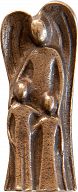 Schutzengel aus Bronze, Handschmeichler, mit 2 Kindern
