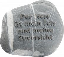 Stein mit Psalm „Der Herr ist mein Fels ...“