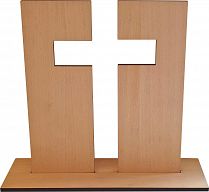 Standkreuz aus Holz, Buche, 21 cm hoch