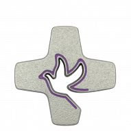 Pin Tauben-Kreuz Gnaden, violett