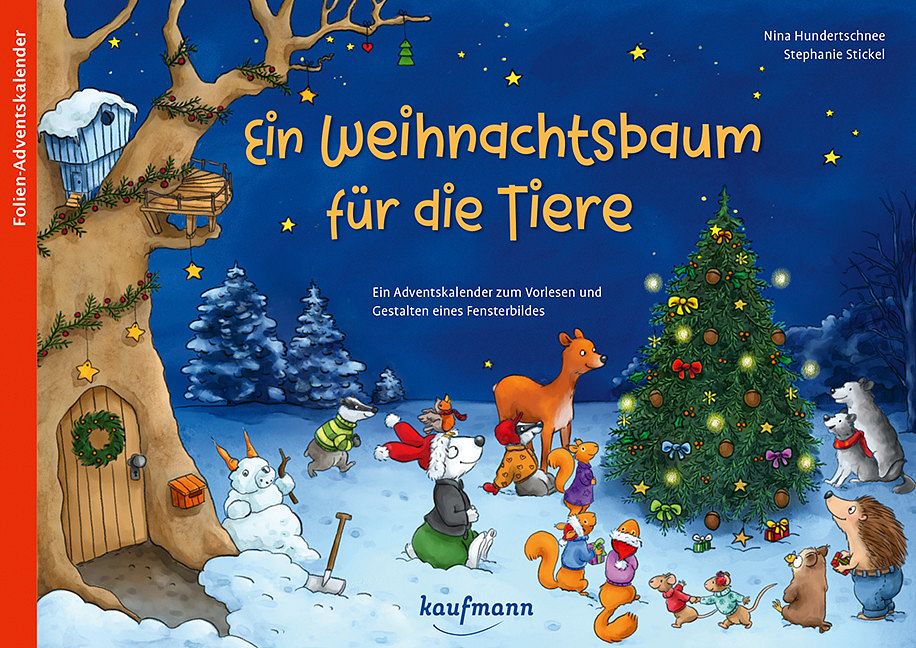 Ein Adventskalender mit einem großen Fensterbild Adventskalender mit Geschichten für Kinder: Ein Buch zum Vorlesen und Basteln Tiere auf dem Weg zur Krippe 